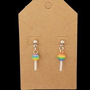 Striped Rainbow Colored Lollipop Earrings
